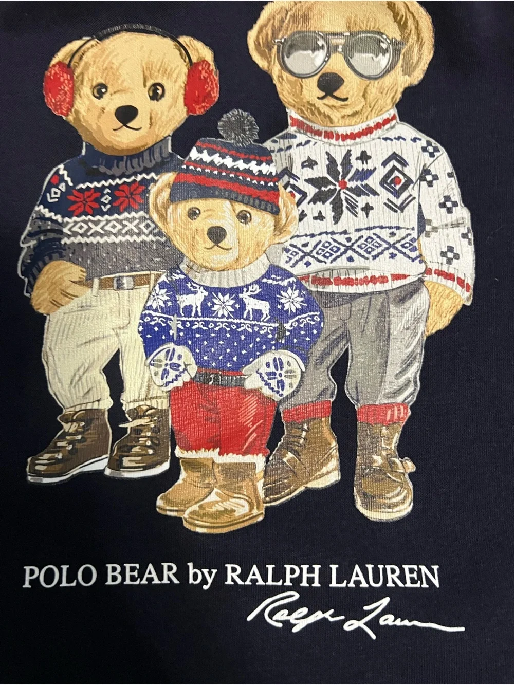Ralph Lauren Navy Blue Polo Bear Hoodie with Graphic